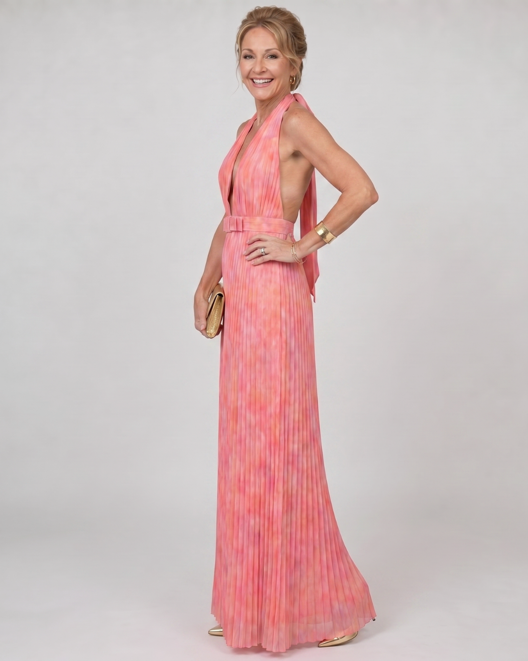 Women's Halter Wedding Guest Maxi Dress