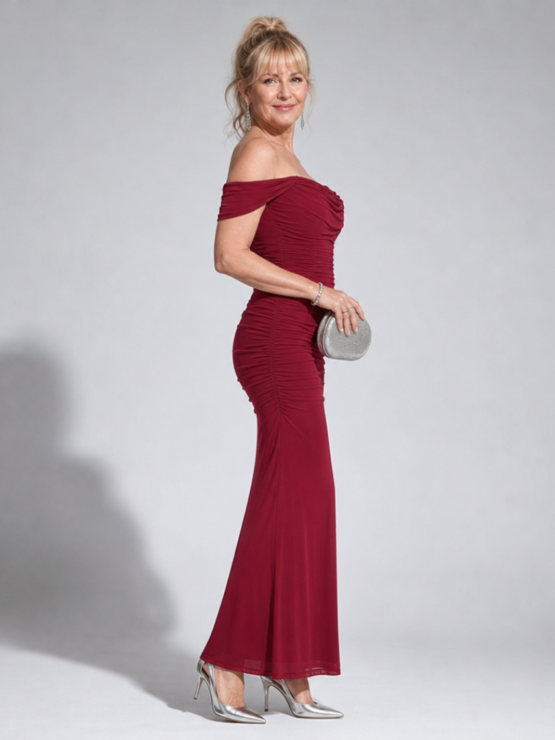 Women's Off Shoulder Formal Midi Dress