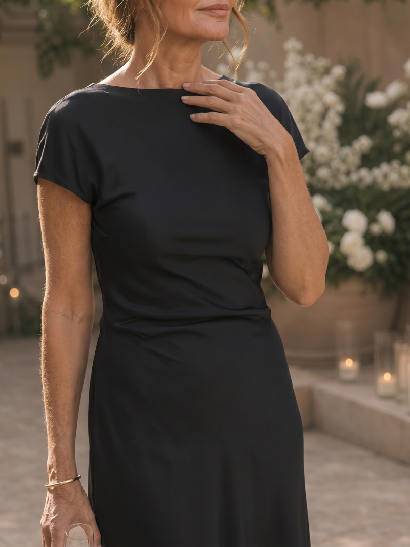 Women's Boat Neck Wedding Guest Midi Dress