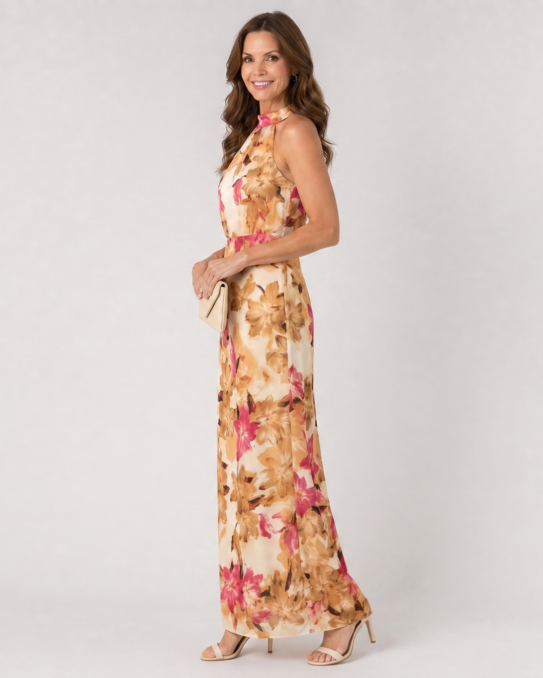 Women's Halter Wedding Guest Midi Dress