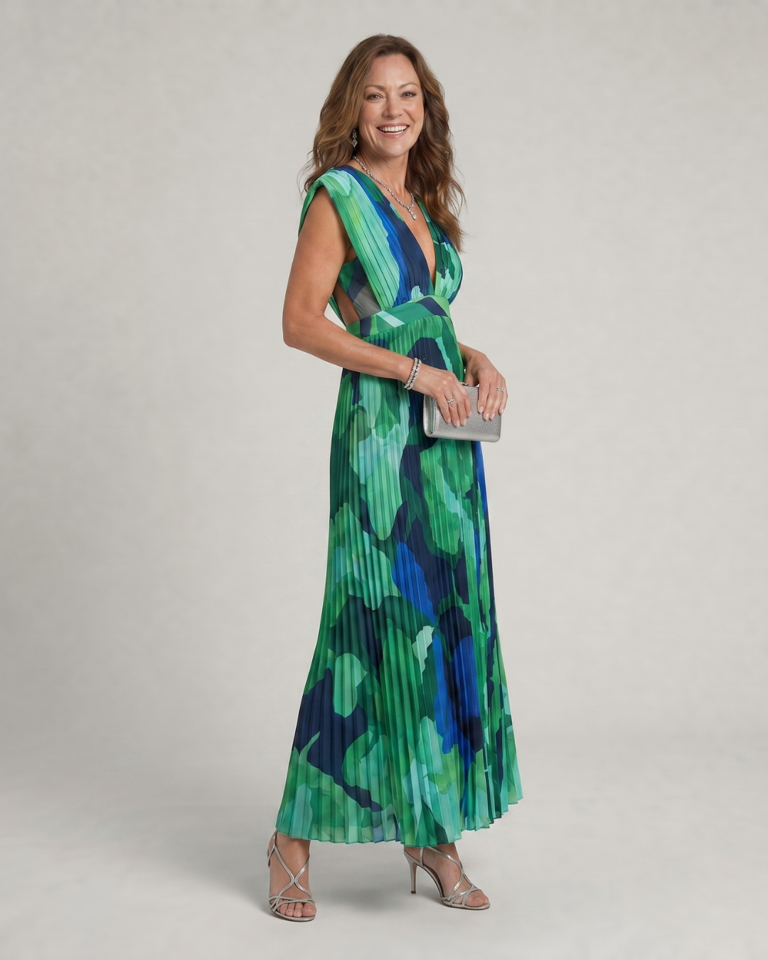 Women's V Neck Wedding Guest Midi Dress