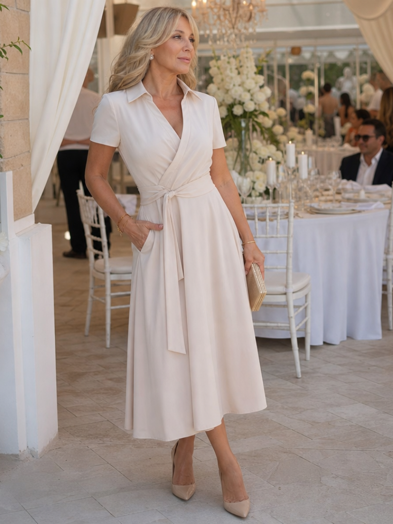 Women's Wrap Wedding Guest Midi Dress