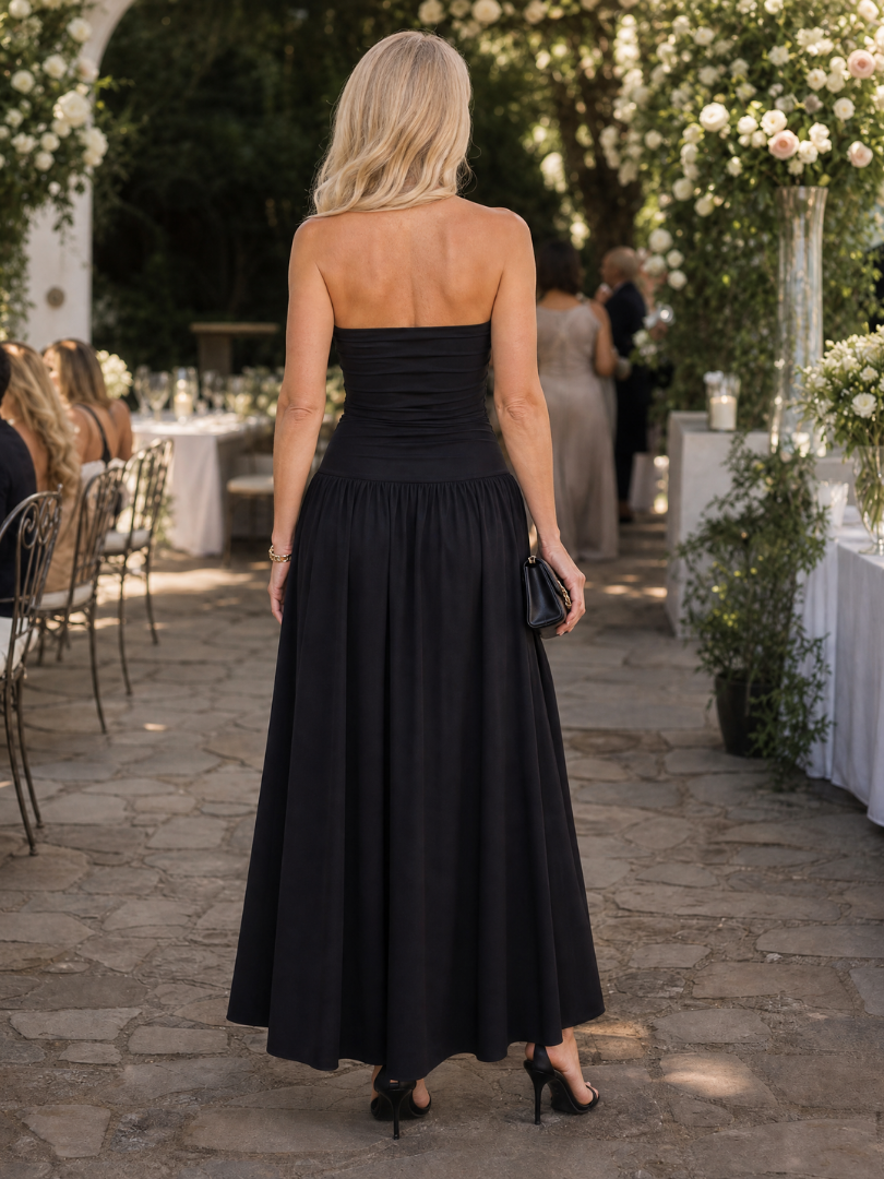 Women's Strapless Wedding Guest Midi Dress