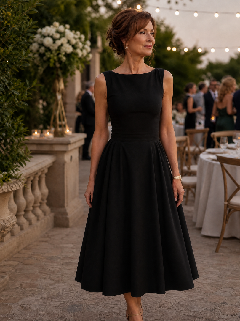 Women's Wedding Guest Midi Dress – Black