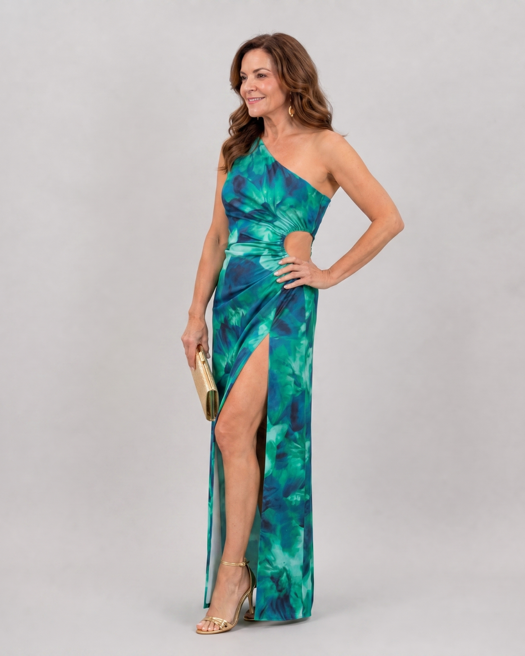 Women's One Shoulder Wedding Guest Midi Dress