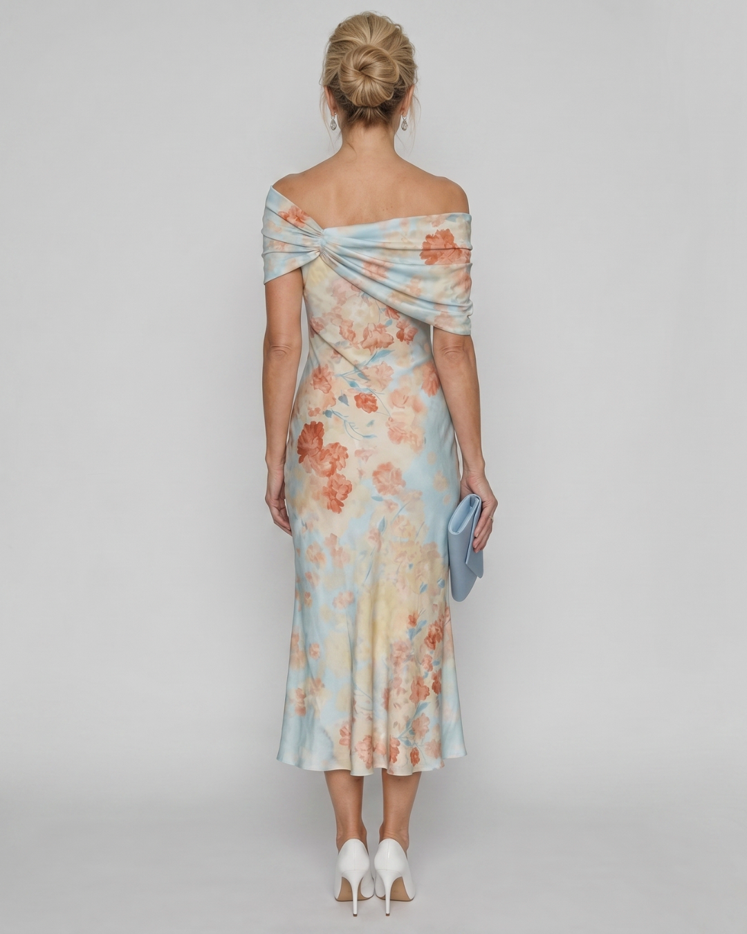Women's Off Shoulder Wedding Guest Midi Dress