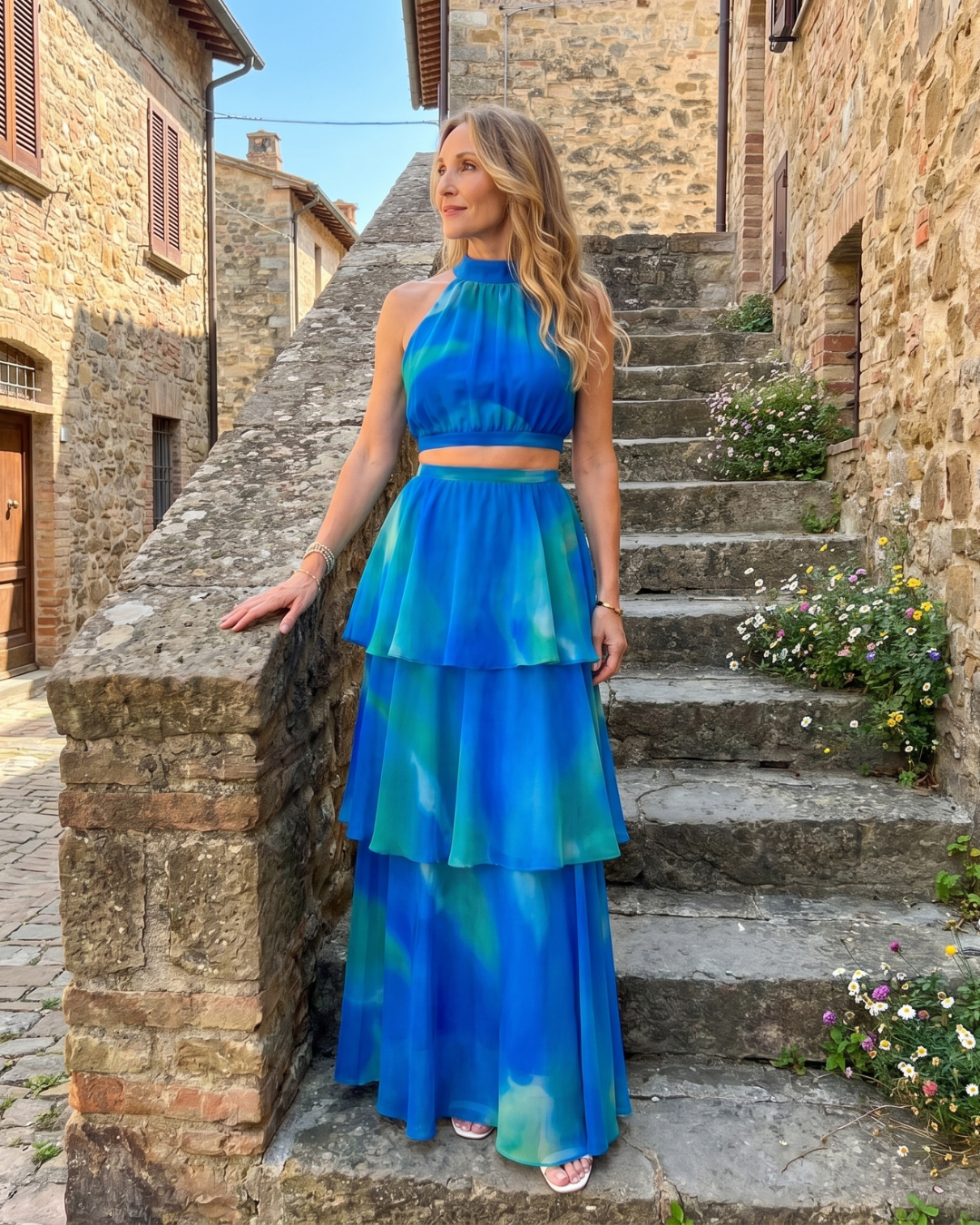 Women's Halter Wedding Guest Maxi Dress