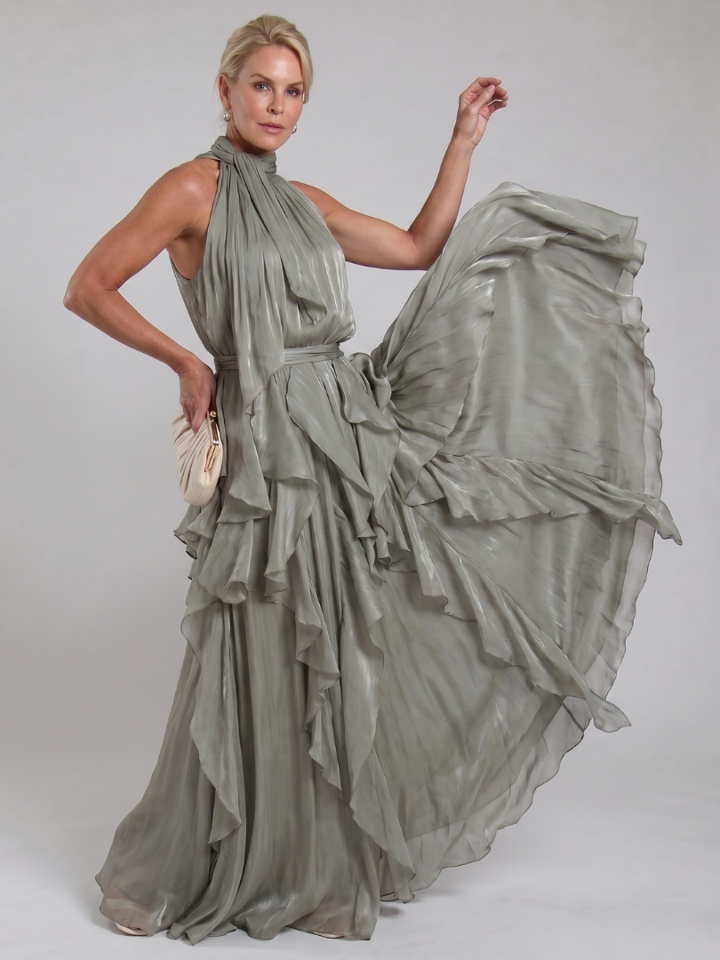 Women's Halter Cocktail Maxi Dress – Green