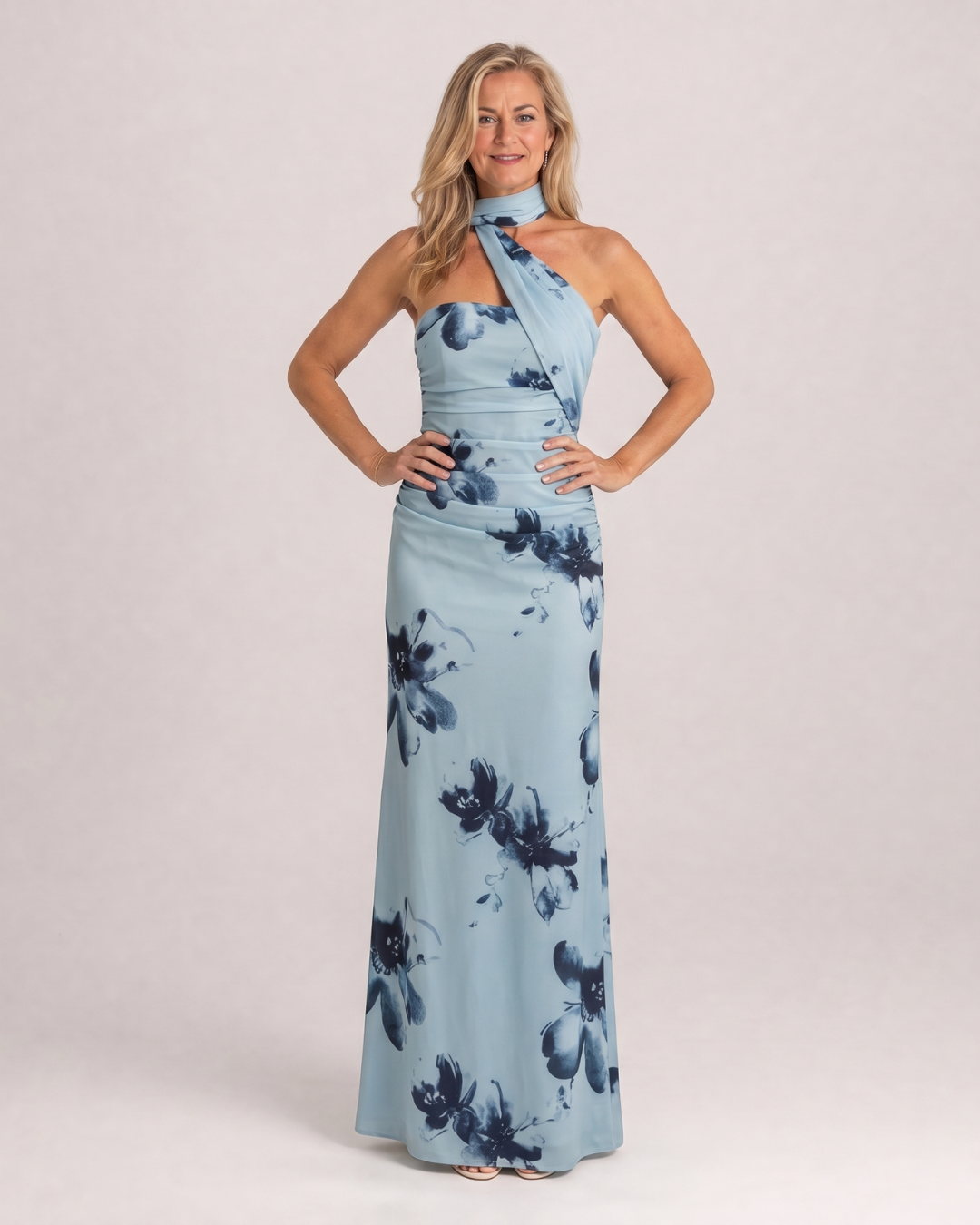Women's One Shoulder Wedding Guest Maxi Dress – Blue