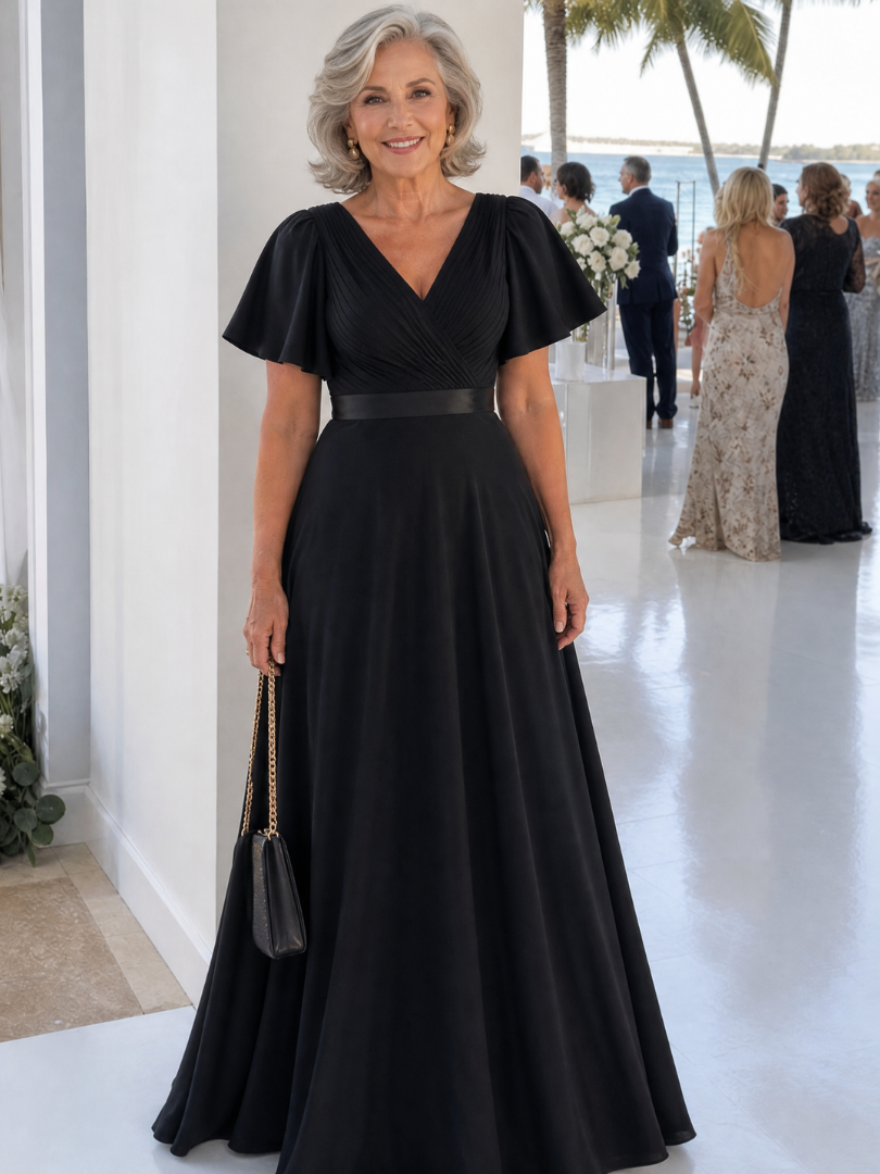 Women's Wedding Guest Maxi Dress – Black
