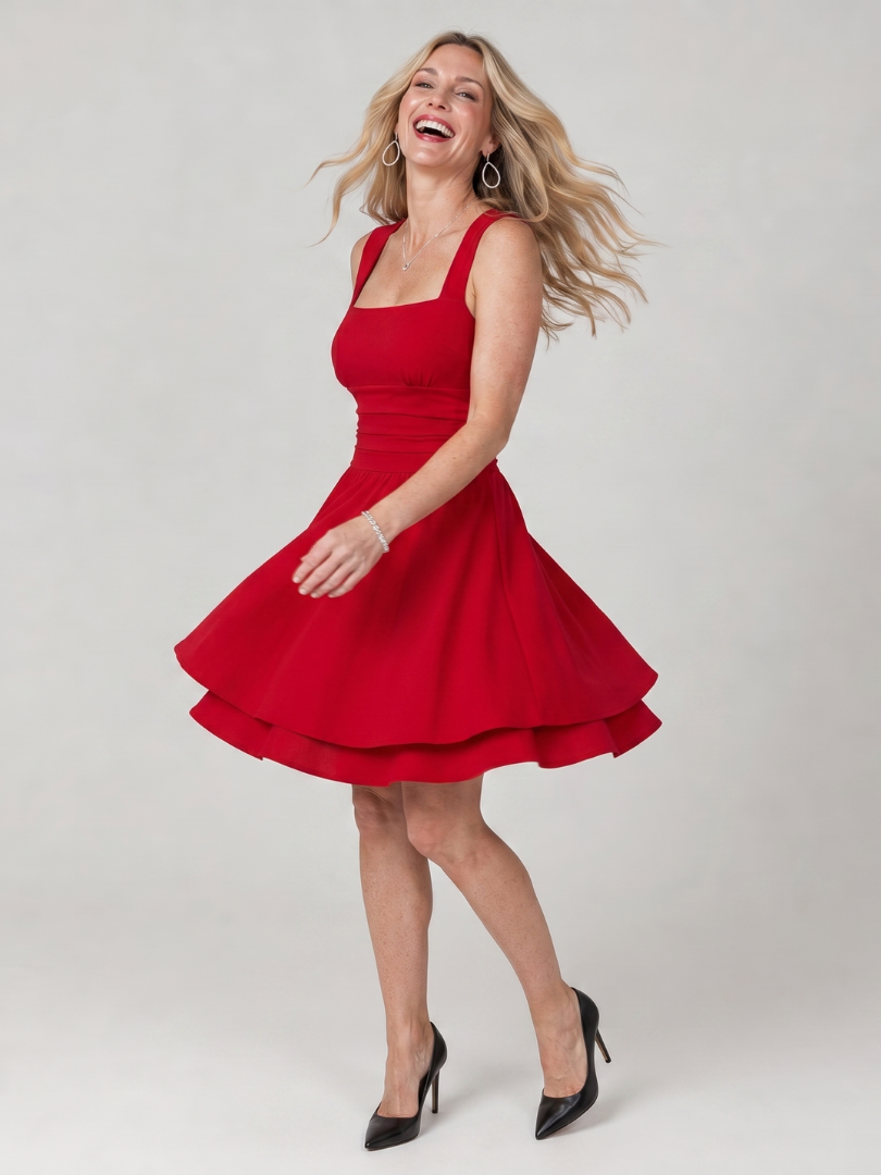 Women's Square Neck Formal Mini Dress