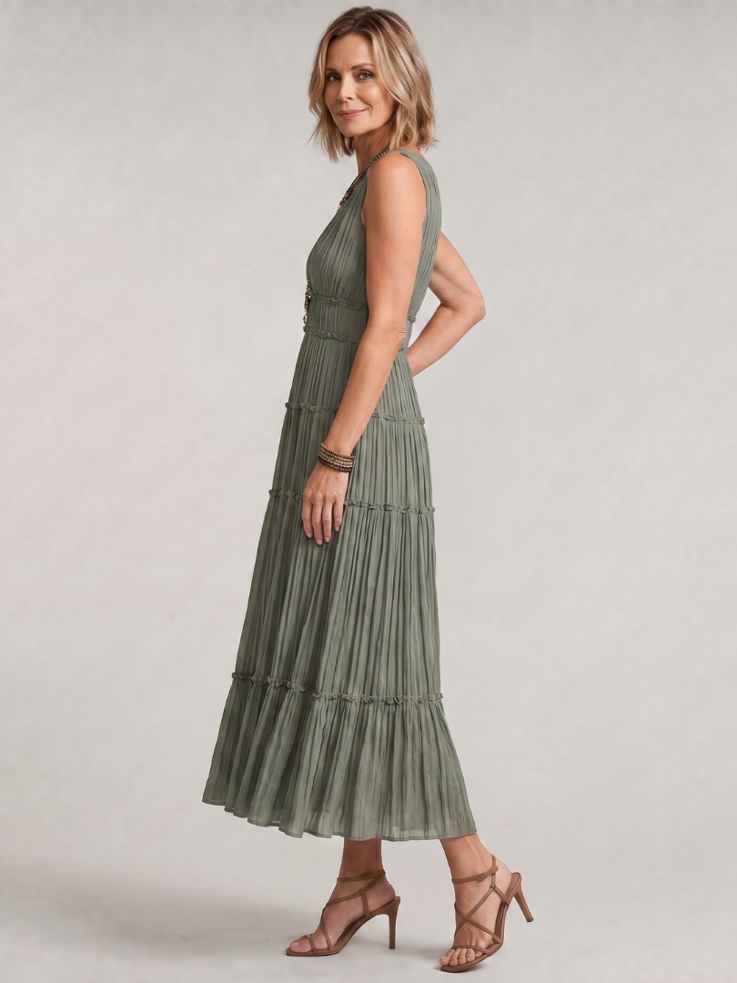 Women's V Neck Midi Dress