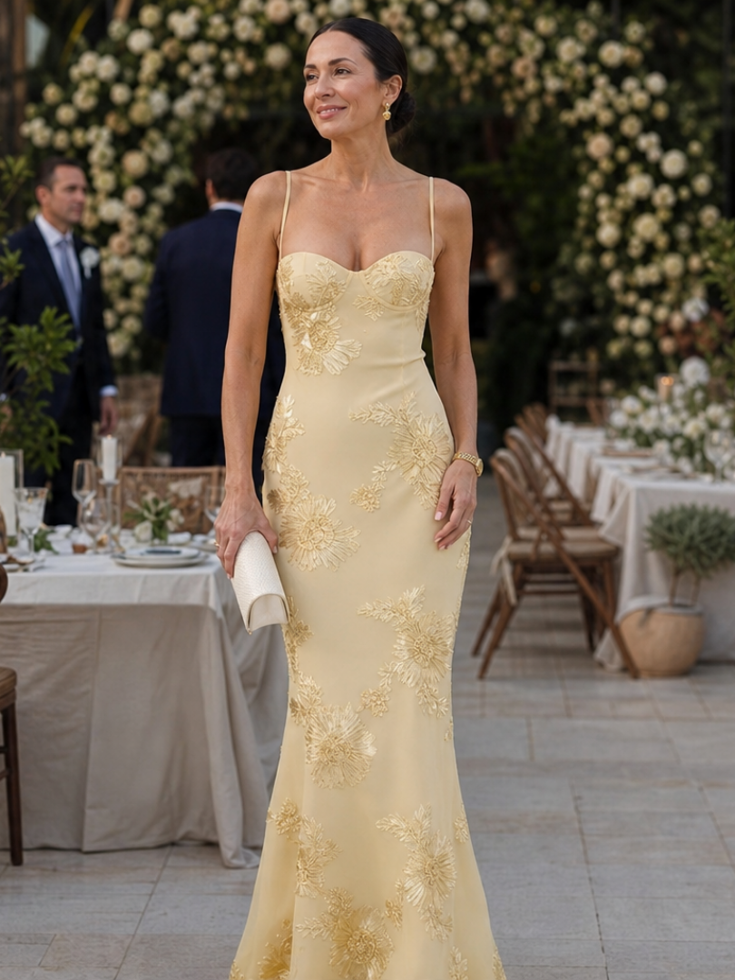 Women's Wedding Guest Maxi Dress – Yellow