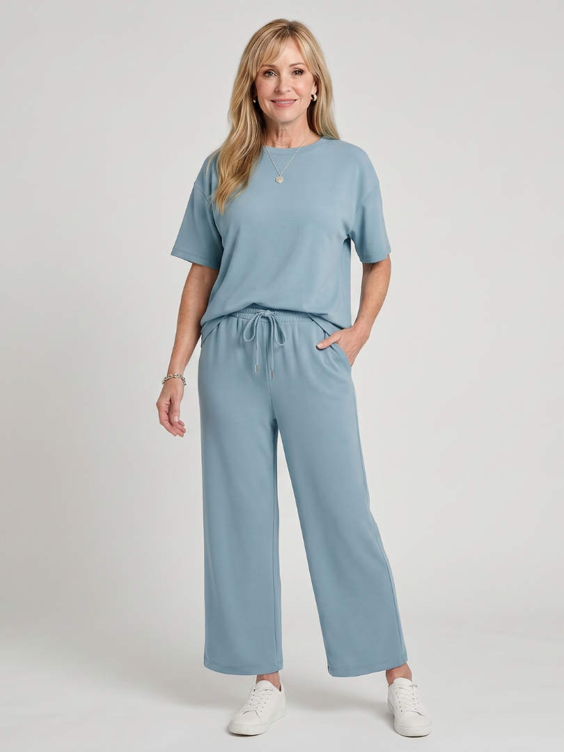 Women's Short Sleeve Summer Short Set – Blue