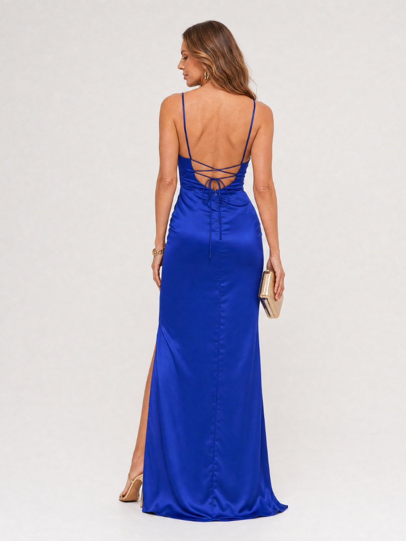 Women's Draped Cocktail Midi Dress
