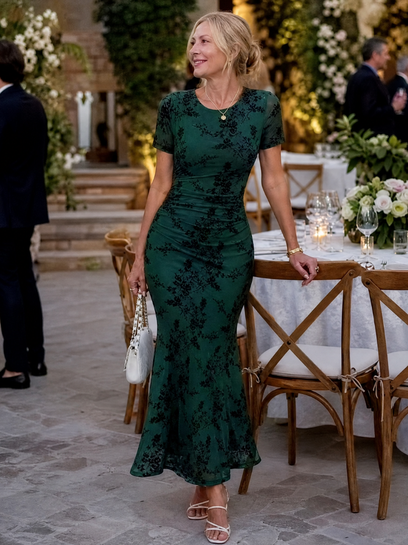 Women's Wedding Guest Midi Dress – Dark Green