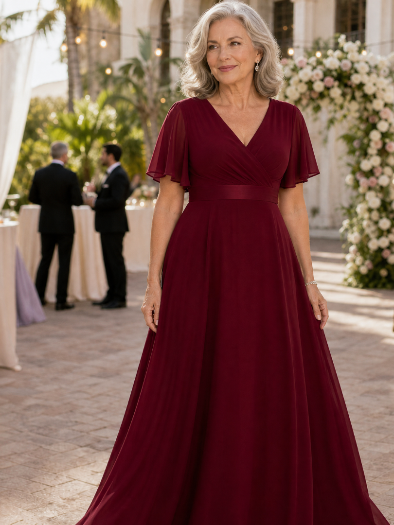 Women's Wedding Guest Maxi Dress – Burgundy