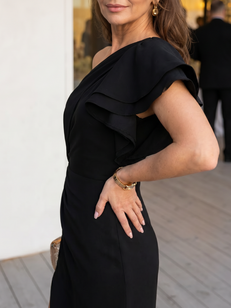 Women's One Shoulder Wedding Guest Midi Dress