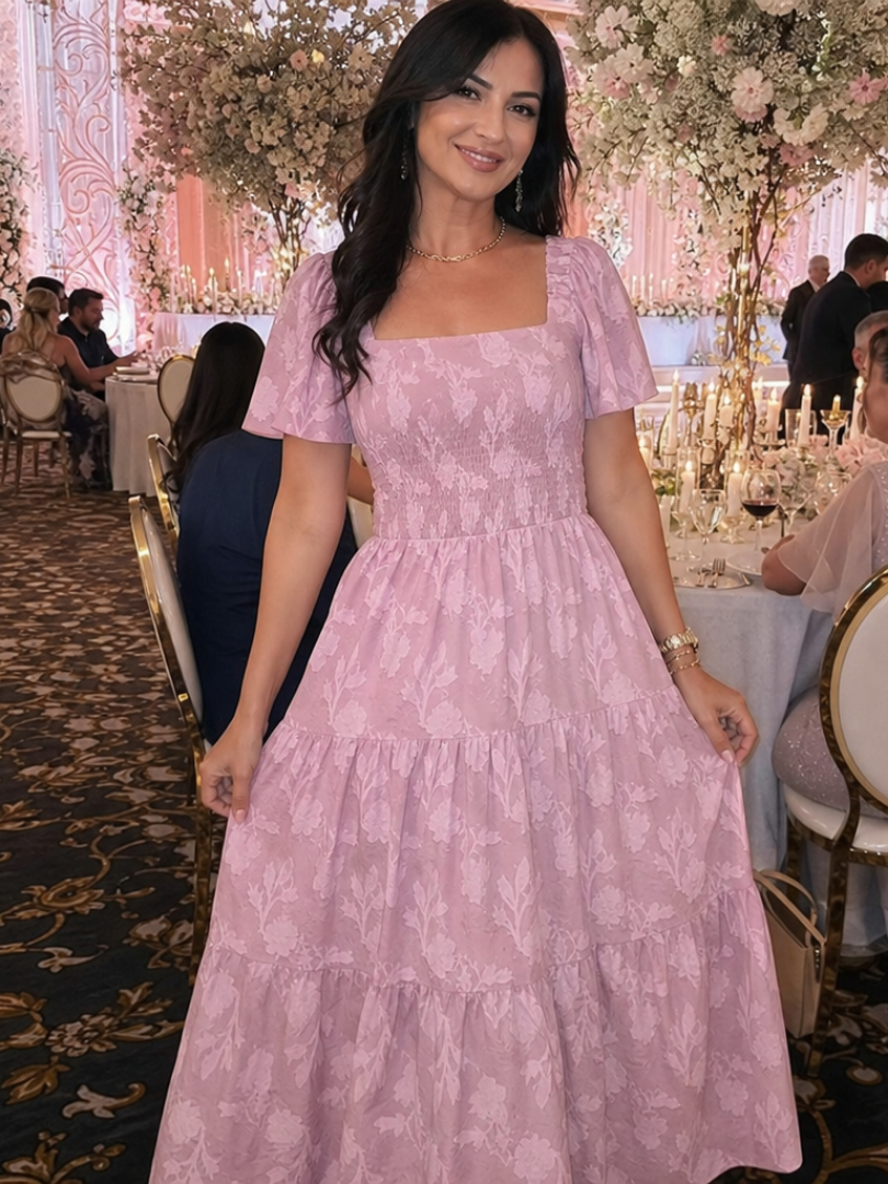 Women's Wedding Guest Midi Dress – Pink