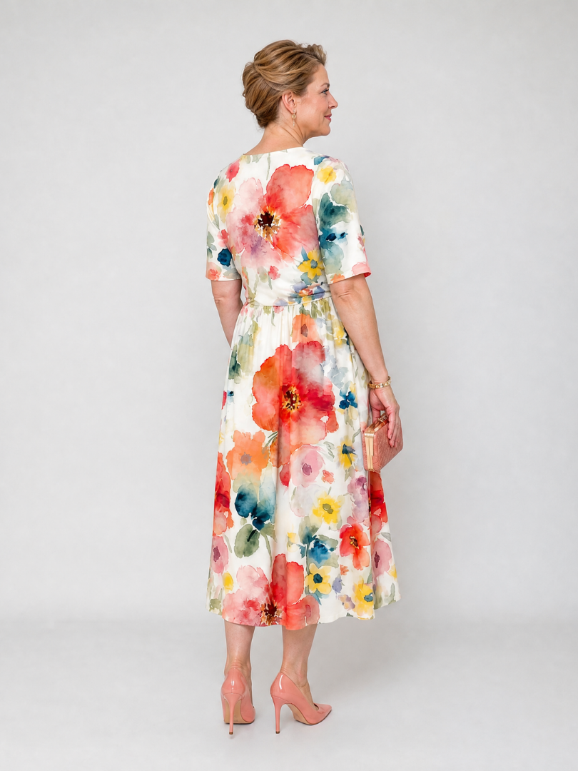 Women's V Neck Midi Dress