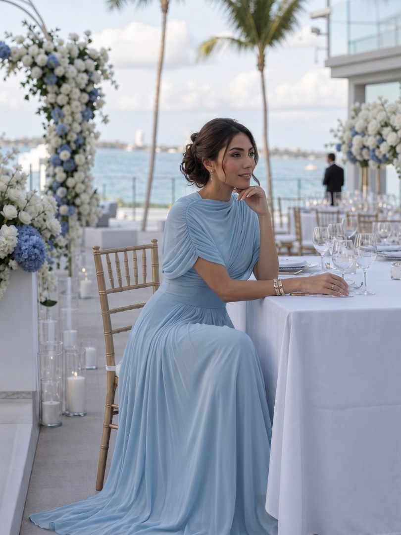 Women's One Shoulder Wedding Guest Maxi Dress