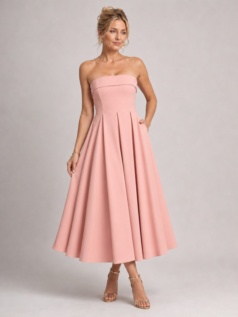 Women's Strapless Formal Midi Dress