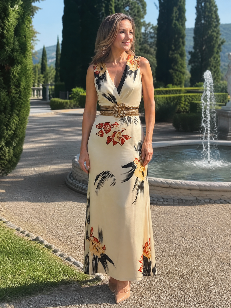 Women's V Neck Midi Dress