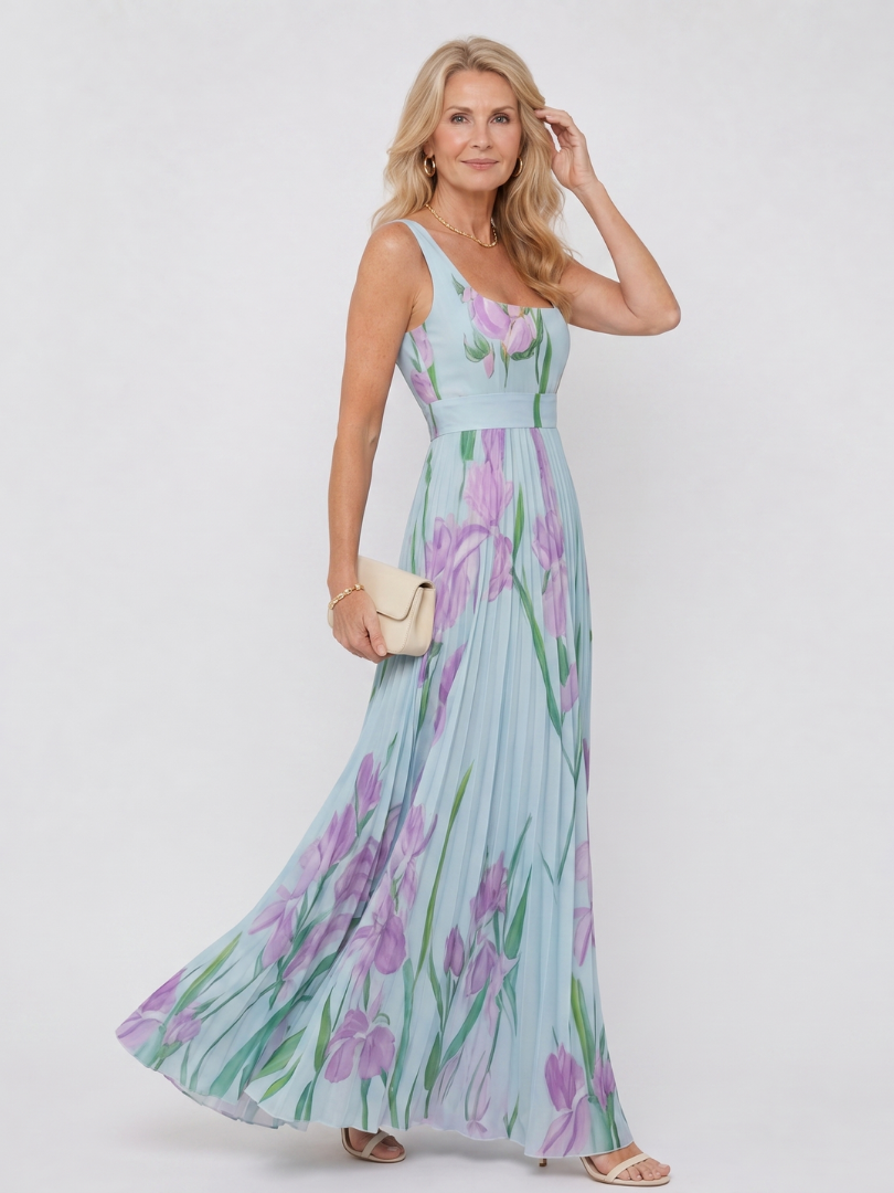 Women's Square Neck Midi Dress – Blue