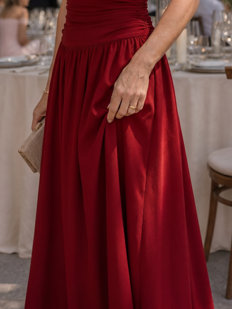 Women's Strapless Wedding Guest Midi Dress