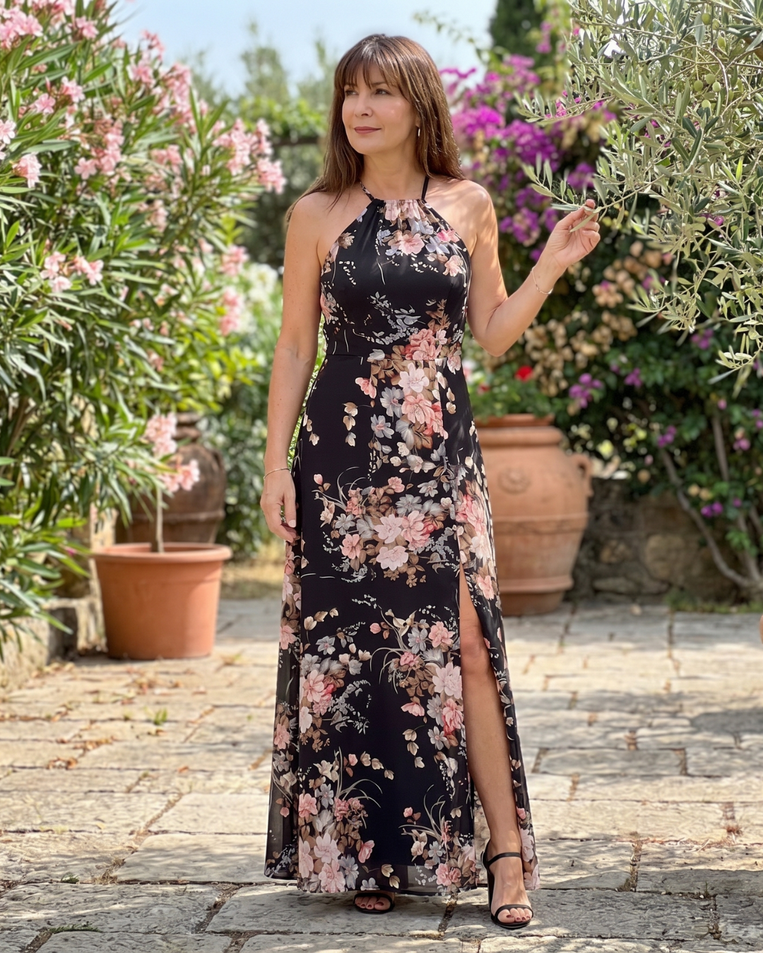 Women's Halter Wedding Guest Midi Dress