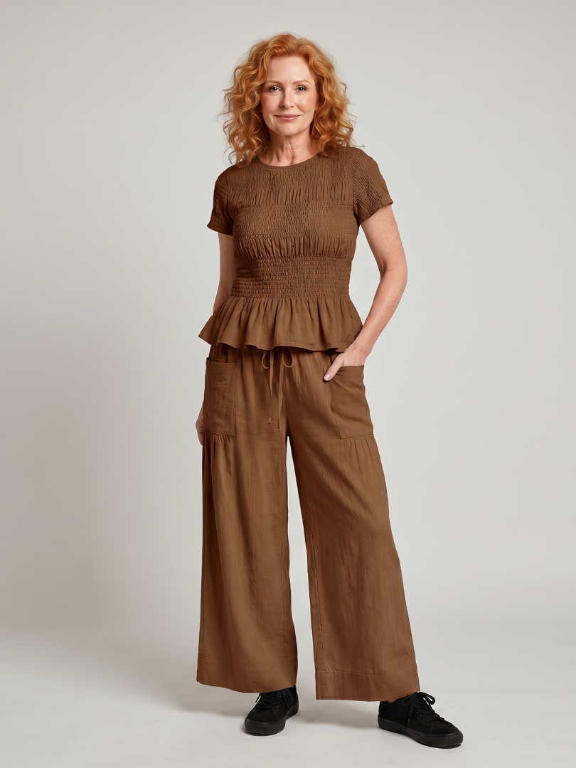 Women's Summer Pants Set – Brown