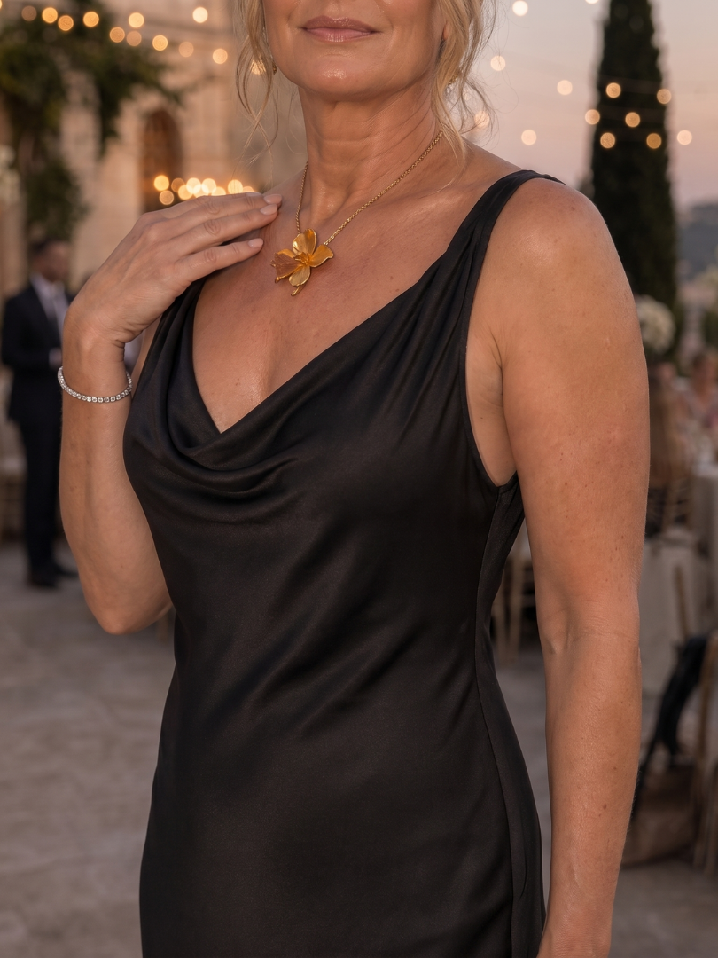 Women's Cowl Neck Wedding Guest Maxi Dress
