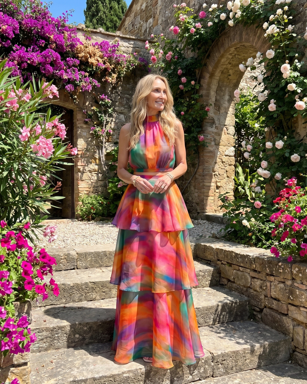 Women's Halter Wedding Guest Maxi Dress