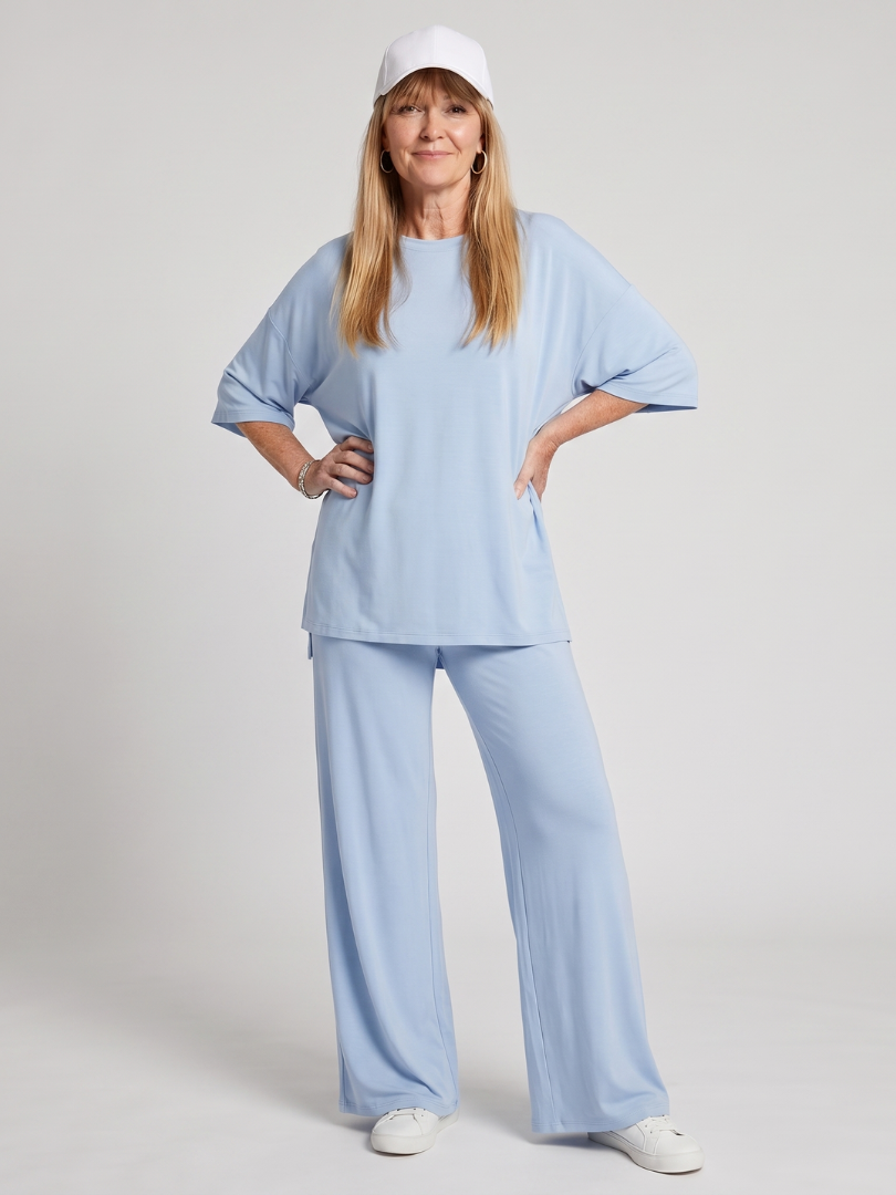Women's Short Sleeve Summer Short Set – Sky Blue