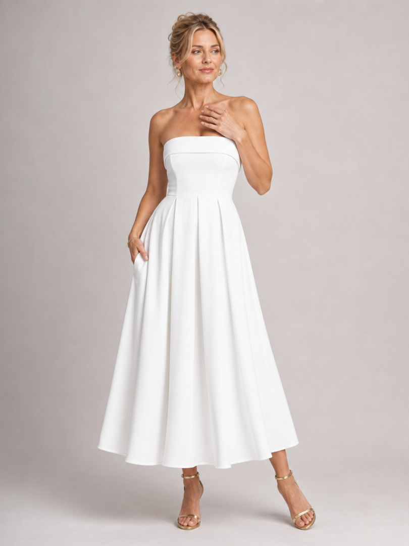 Women's Strapless Formal Midi Dress