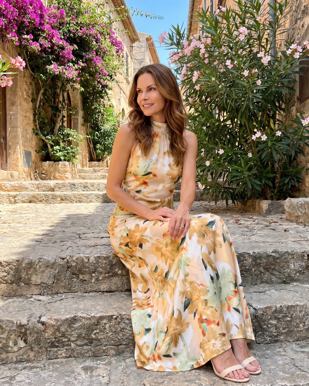 Women's Halter Wedding Guest Midi Dress