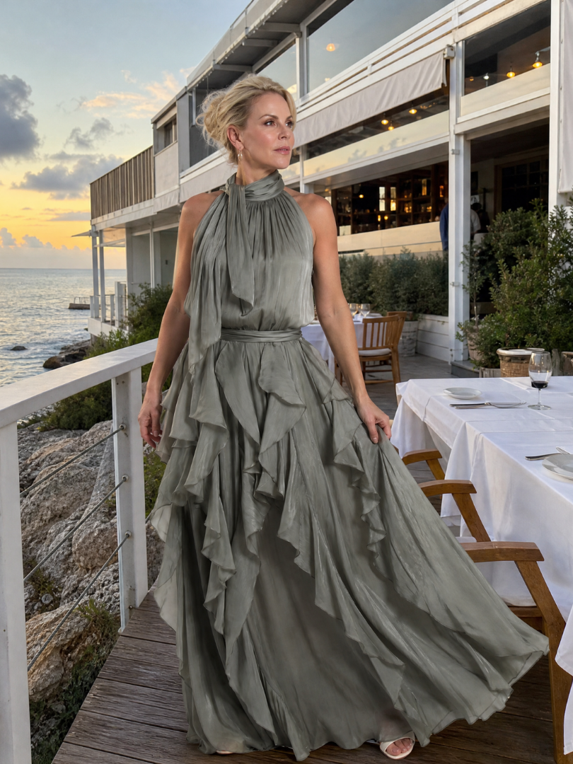 Women's Halter Cocktail Maxi Dress