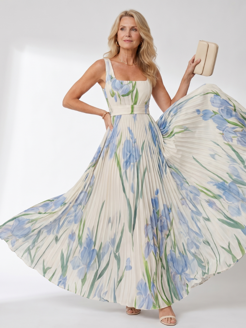 Women's Square Neck Midi Dress – Sky Blue