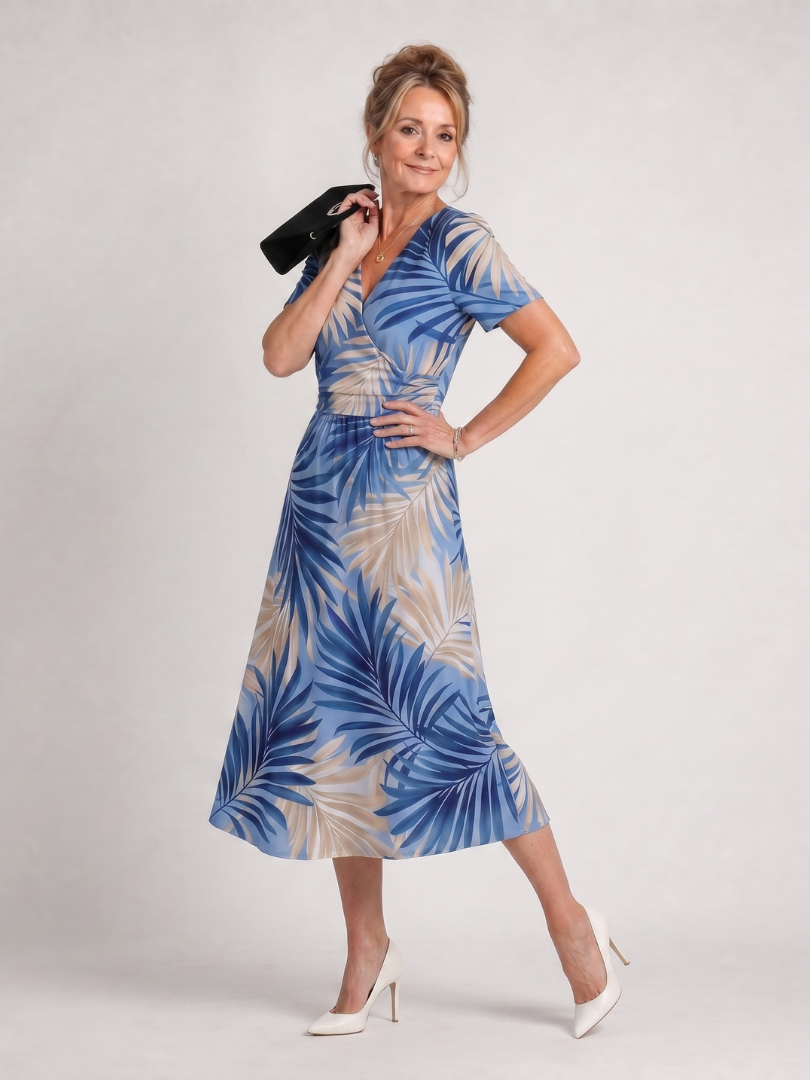 Women's V Neck Midi Dress – Blue