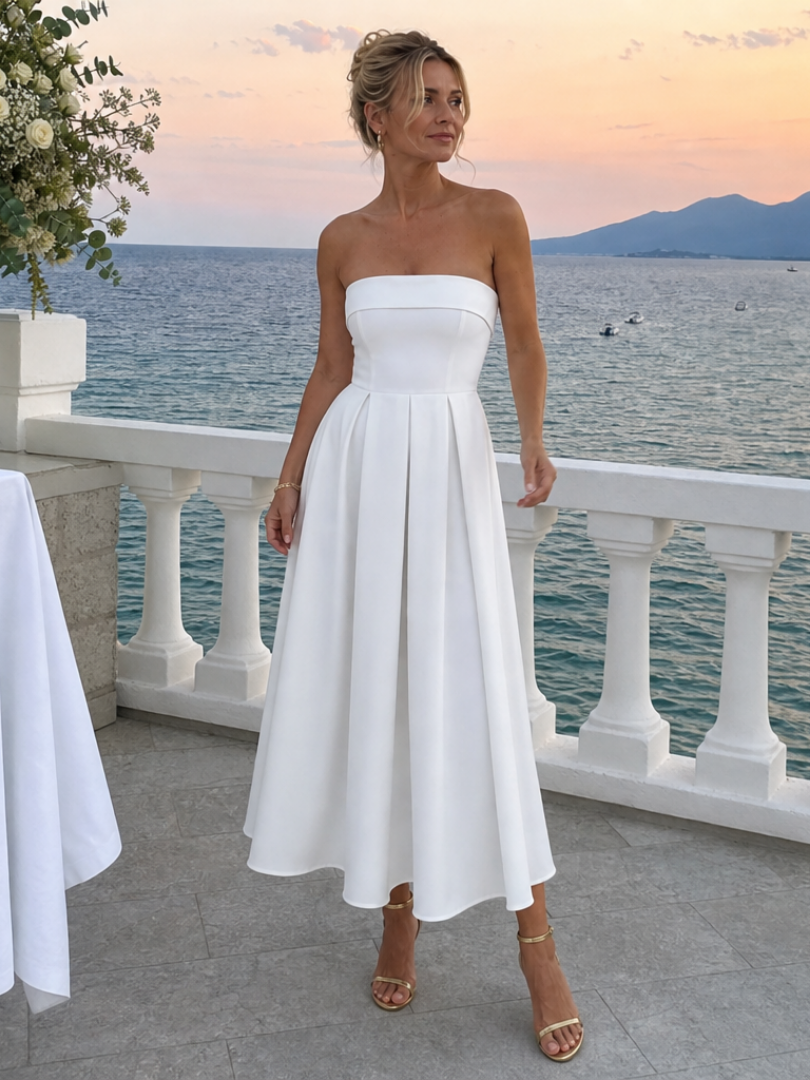 Women's Strapless Formal Midi Dress