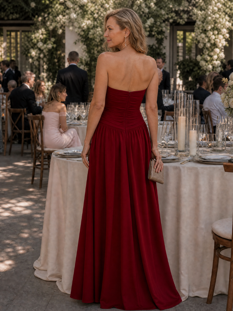 Women's Strapless Wedding Guest Midi Dress