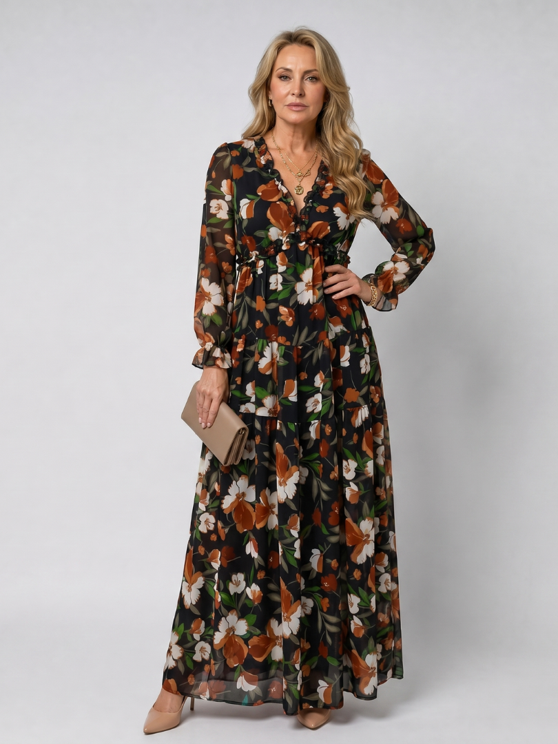Women's Tiered Maxi Dress – Black