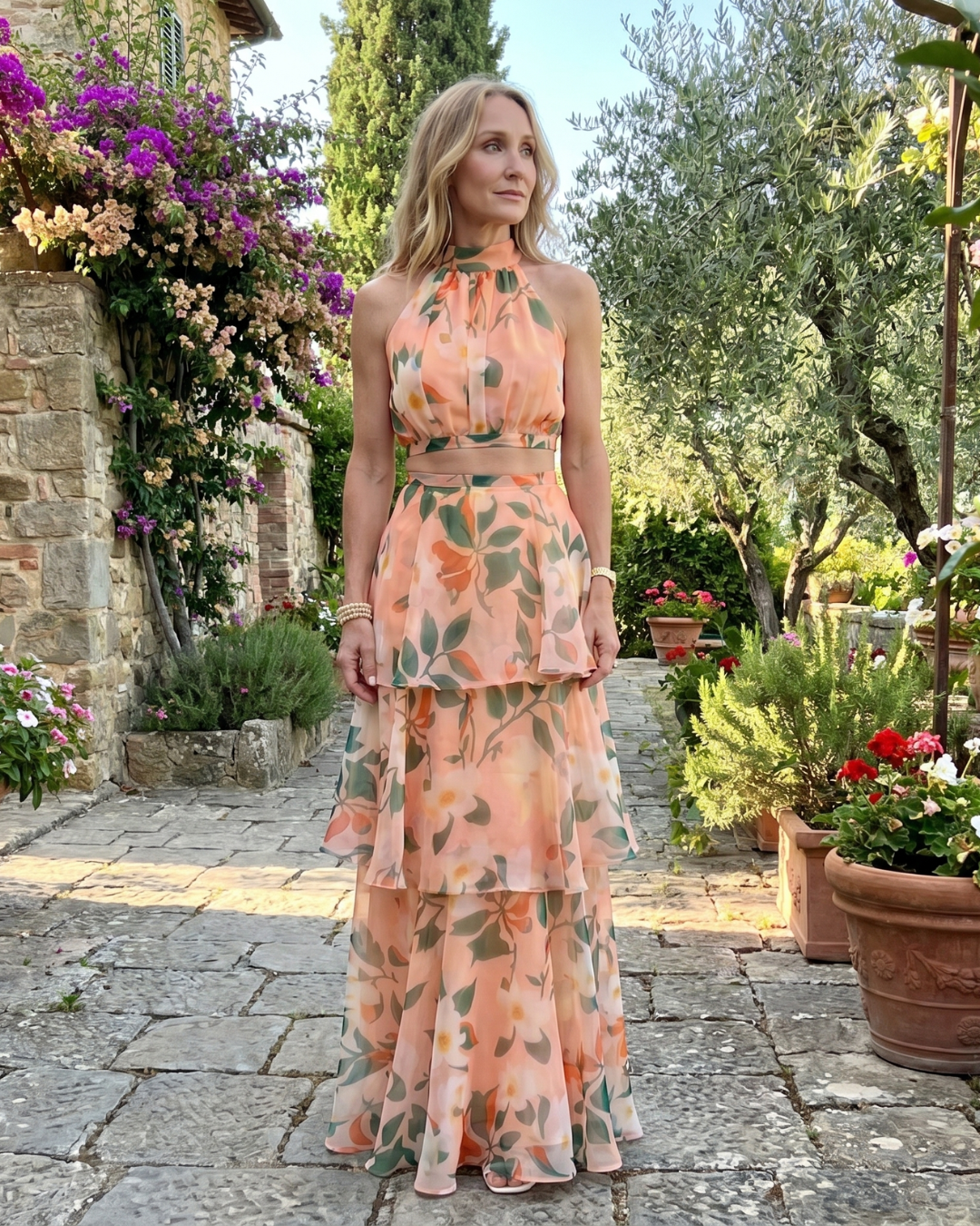 Women's Halter Wedding Guest Maxi Dress