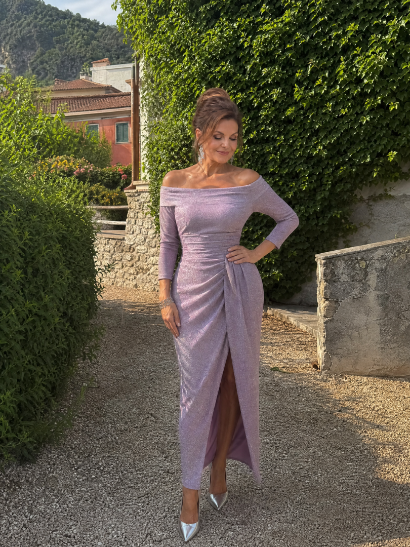 Women's Off Shoulder Cocktail Midi Dress