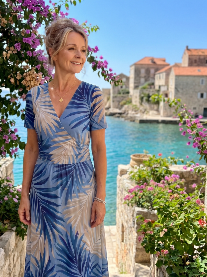 Women's V Neck Midi Dress