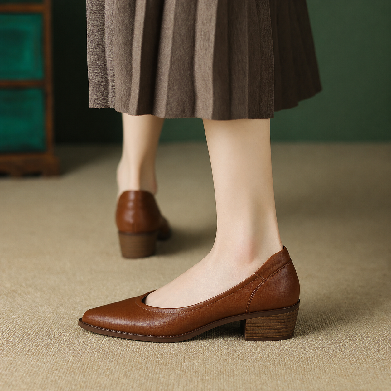 Women's Block Heel Pointed Toe Heels