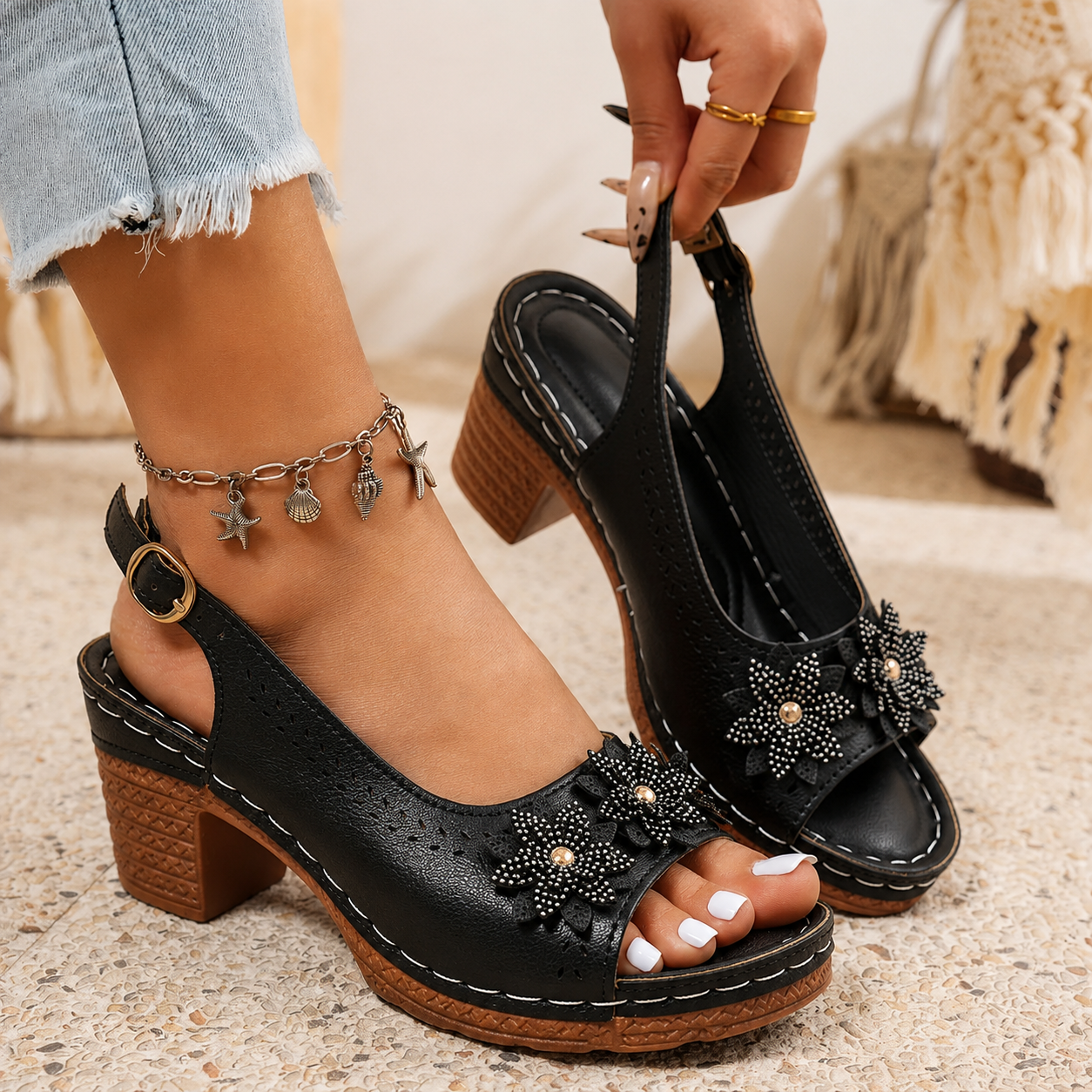 Women's Heeled Ankle Strap Sandals