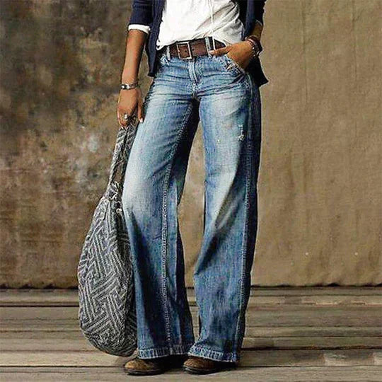Women's Wide Leg High Waist Jeans – Light Blue