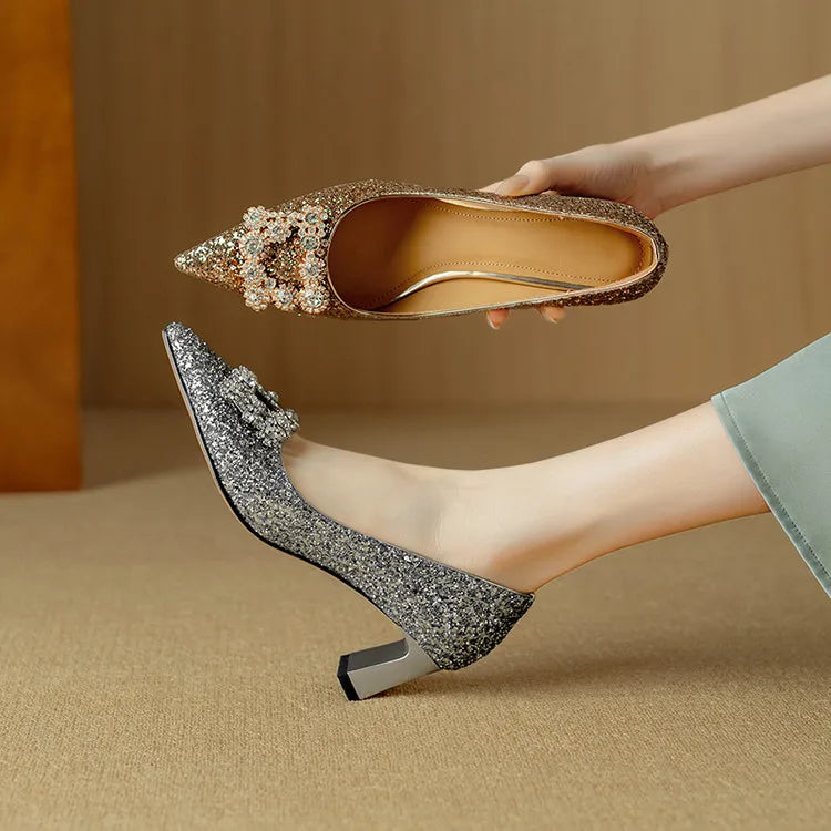 Women's Block Heel Pointed Toe Heels