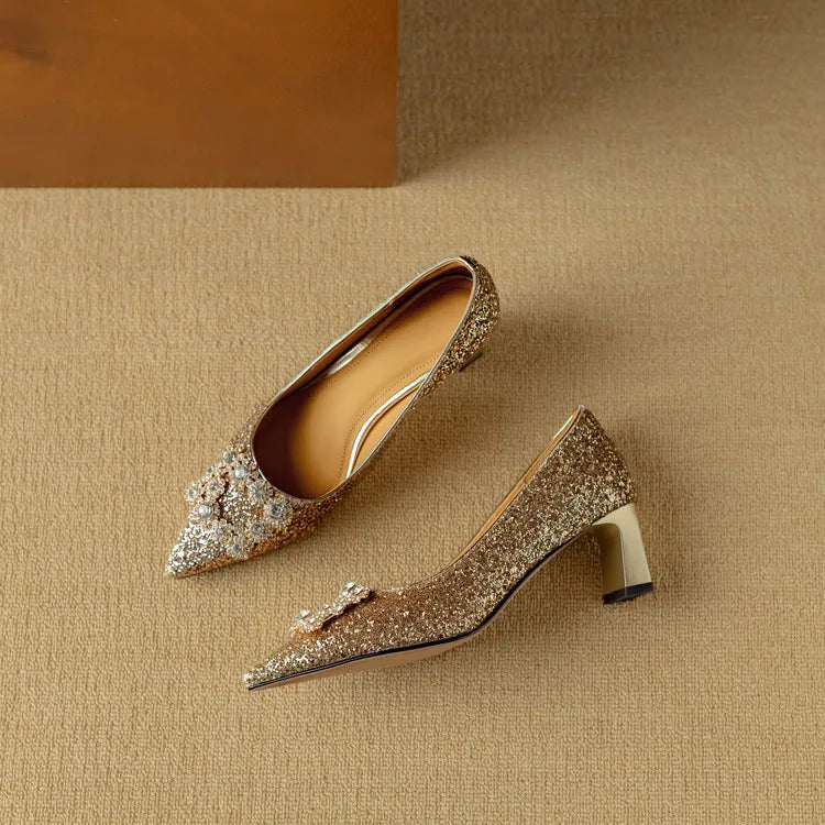 Women's Block Heel Pointed Toe Heels